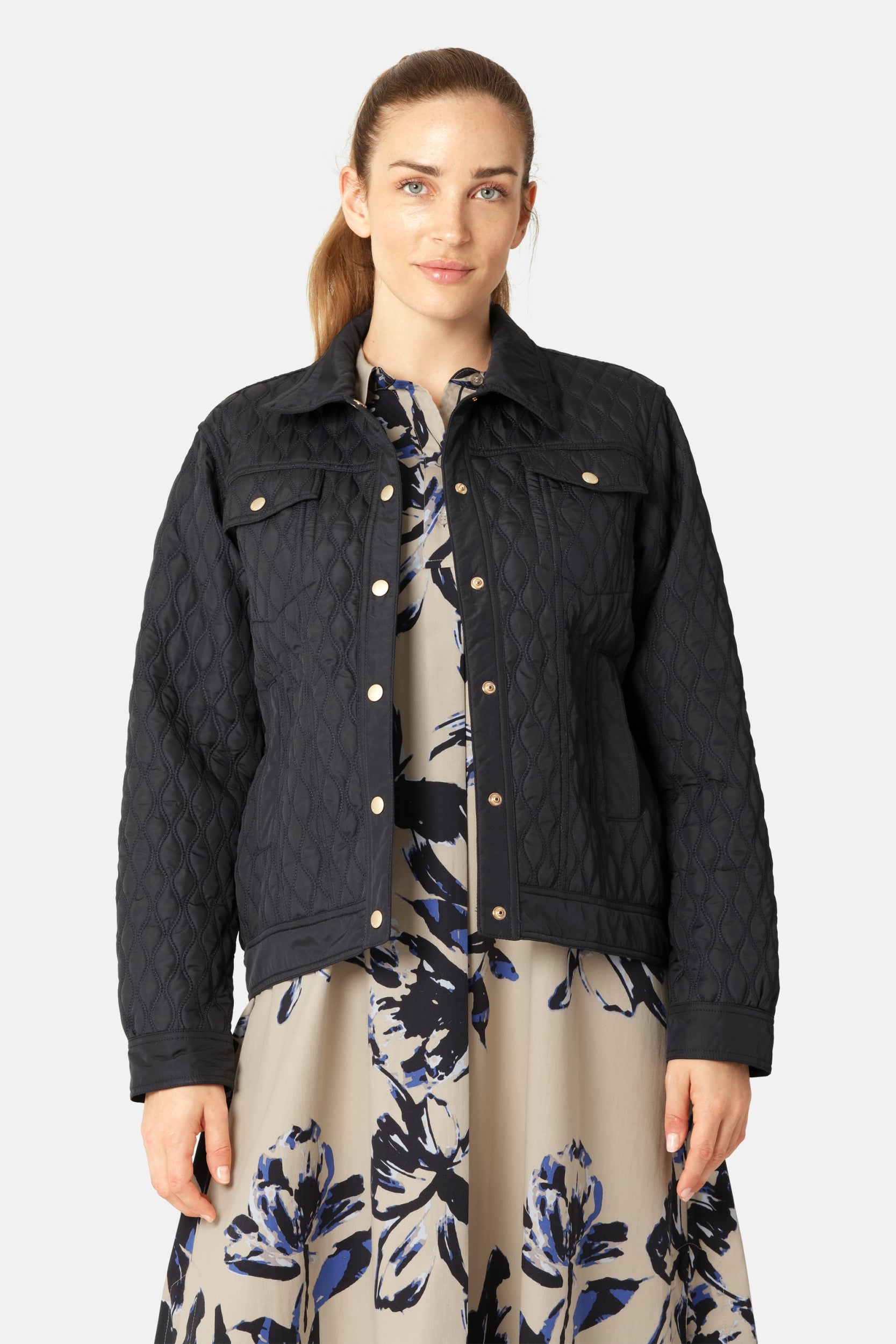 Gewatteerde Jas ALLY03 - 660 Dark Indigo | Dark Indigo | Jacket | Ilse Jacobsen