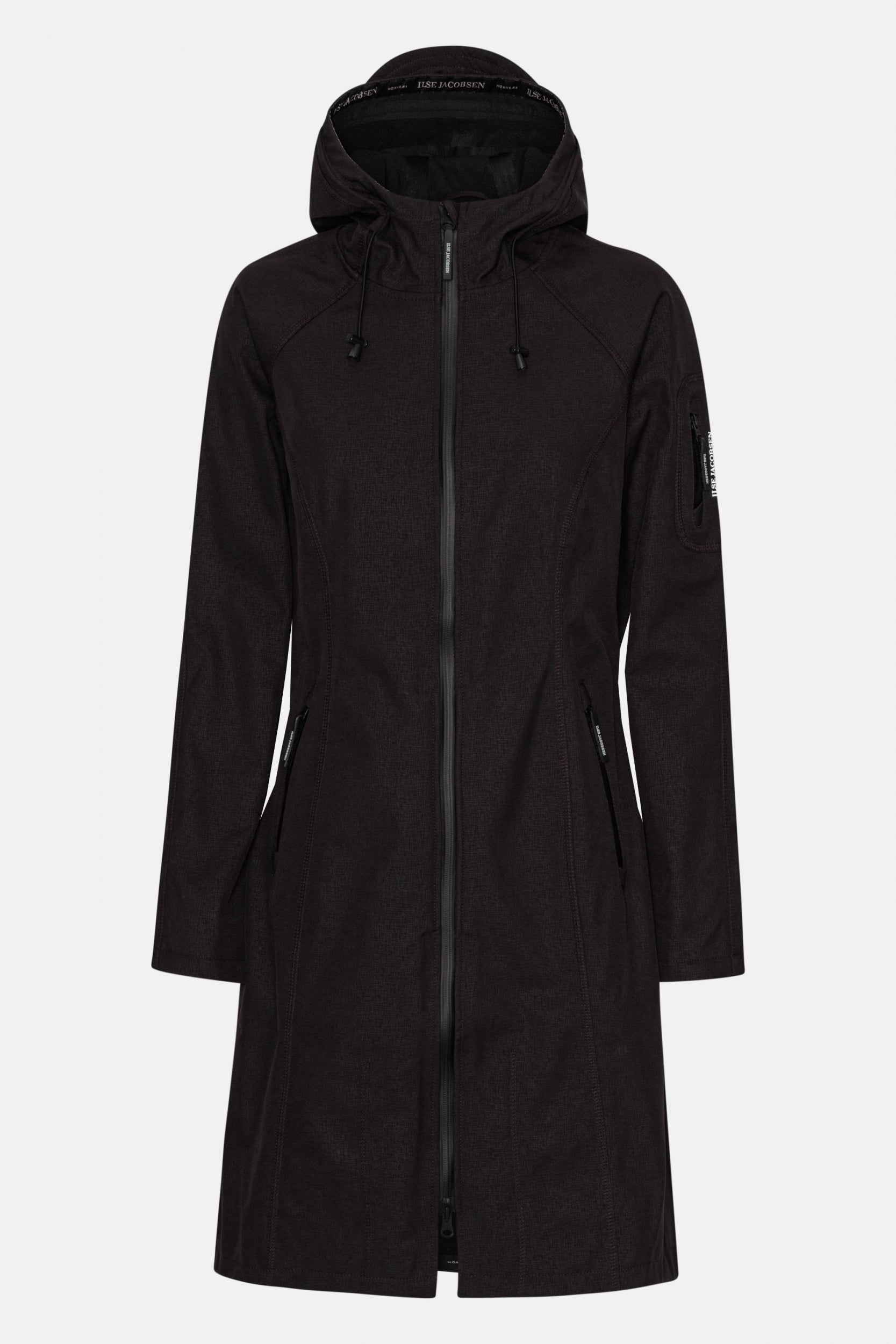 Softshell regenjas lang RAIN37L - 001 Black | Black | Raincoat | Ilse Jacobsen