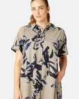 Lange A-lijn Jurk TENCELLA01P - 116 Sand Artsy Stroke Flower | Sand Artsy Stroke Flower | Dress | Ilse Jacobsen